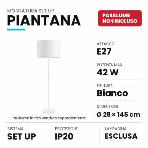 Ideal lux set up montatura per piantana e27 145cm bianca senza paralume