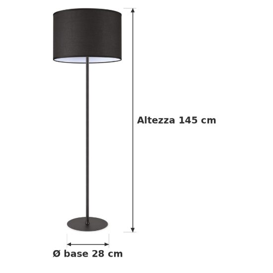 Ideal lux set up montatura per lampada da terra e27 145cm nera senza paralume