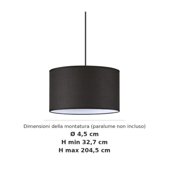 Ideal lux set up montatura per lampada a sospensione e27 204,5cm nera senza paralume