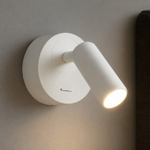 Applique comodino camera da letto ideal lux bean ap round led 3w 3000k bianco orientabile