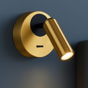 Ideal lux bean ap round applique per comodino camera da letto led 3w 3000k ottone