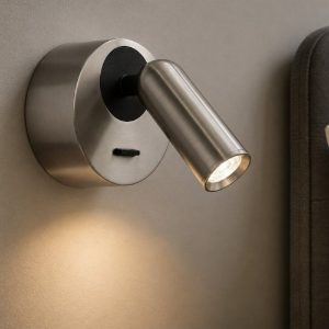 Bean ap round applique camera da letto ideal lux led 3w 3000k orientabile nickel