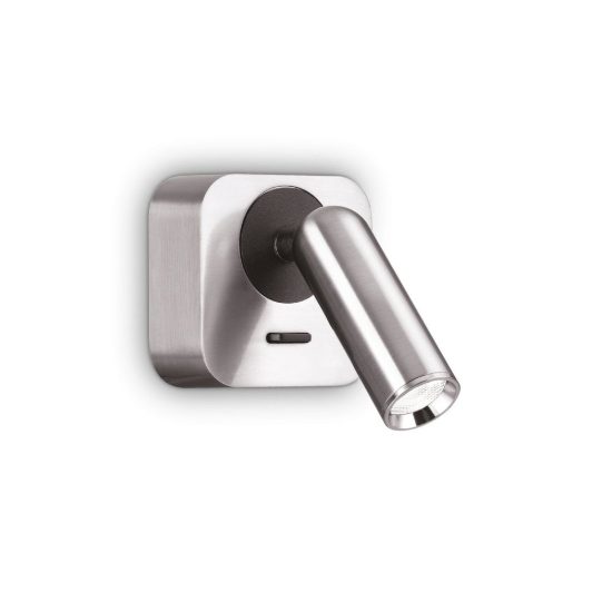 Ideal lux bean applique da comodino con faretto orientabile led 3w 3000k base quadrata nichel