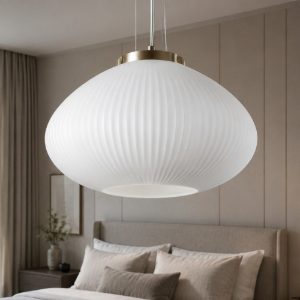 Ideal lux plisse sp1 d35 lampadario per camera da letto in vetro bianco
