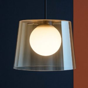 Ideal lux fade sp1 lampada a sospensione cono vetro ambra