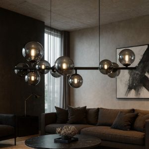 Perlage sp10 ideal lux lampadario contemporaneo nero per soggiorno