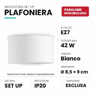 Ideal lux set up montatura per plafoniera e27 8,5cm bianca senza paralume