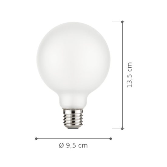 Ideal lux lampadina led e27 a globo 9,5cm 8w 3000k dimmerabile satinata confezione 10 pezzi