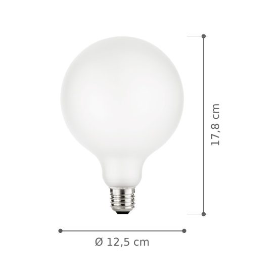 Ideal lux lampadina led e27 a globo 12,5cm 8w 3000k dimmerabile satinata confezione 10 pezzi