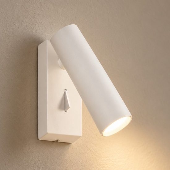 Ideal lux pipe applique con faretto orientabile led 7w 3000k per comodino moderna bianca
