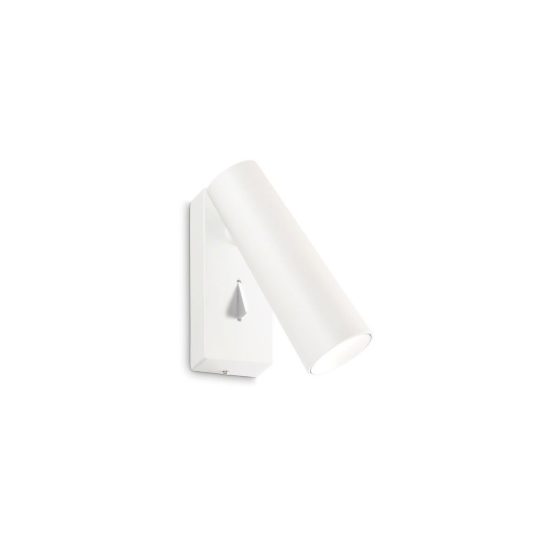 Ideal lux pipe applique con faretto orientabile led 7w 3000k per comodino moderna bianca