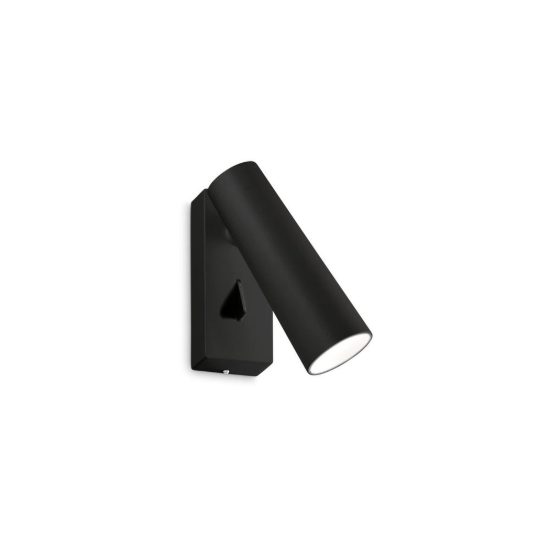 Ideal lux pipe applique con faretto orientabile led 7w 3000k per comodino moderna nera