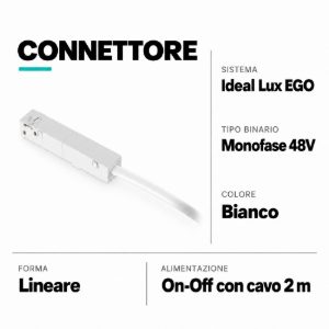 Accessorio binario ego main connector on-off bianco cavo 2mt