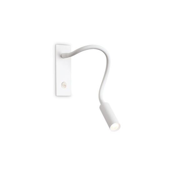 Ideal lux io applique con faretto orientabile led 3w 3000k per comodino moderna bianca