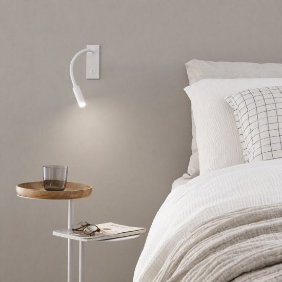 Ideal lux io applique con faretto orientabile led 3w 3000k per comodino moderna bianca