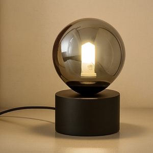 Ideal lux perlage tl1 abat-jour nera sfera fume' da comodino