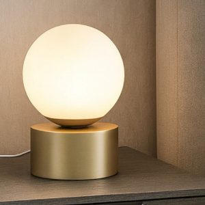 Abat-jour da comodino ideal lux perlage tl1 metallo ottone vetro bianco