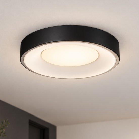Ideal lux planet plafoniera tonda led 20w 3000k 40cm per cabina armadio moderna nera