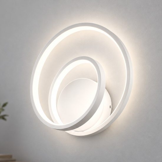 Ideal lux oz applique ad anelli led 26w 4000k 30cm per soggiorno moderna bianca