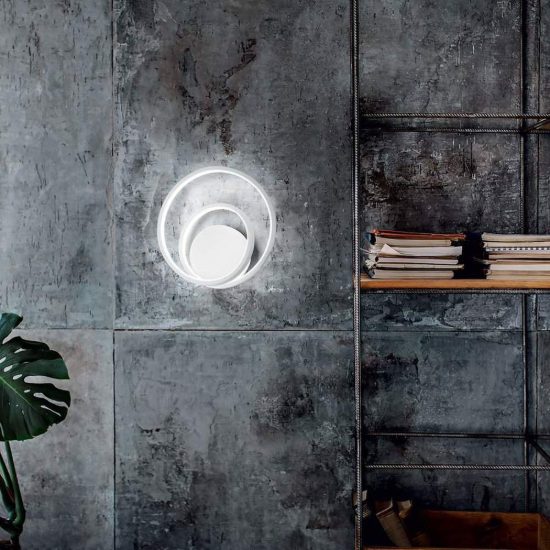 Ideal lux oz applique ad anelli led 26w 4000k 30cm per soggiorno moderna bianca
