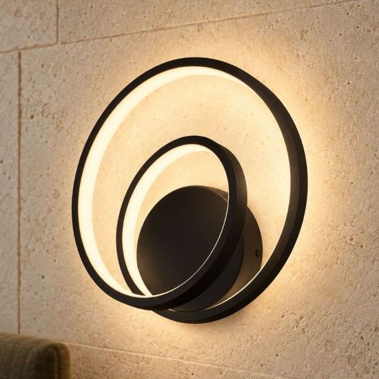 Ideal lux oz applique ad anelli led 26w 4000k 30cm per soggiorno moderna nera