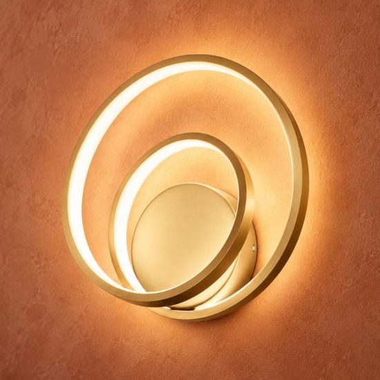 Ideal lux oz applique ad anelli led 26w 4000k 30cm per soggiorno moderna ottone