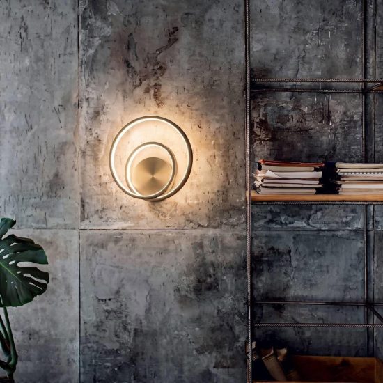 Ideal lux oz applique ad anelli led 26w 4000k 30cm per soggiorno moderna ottone