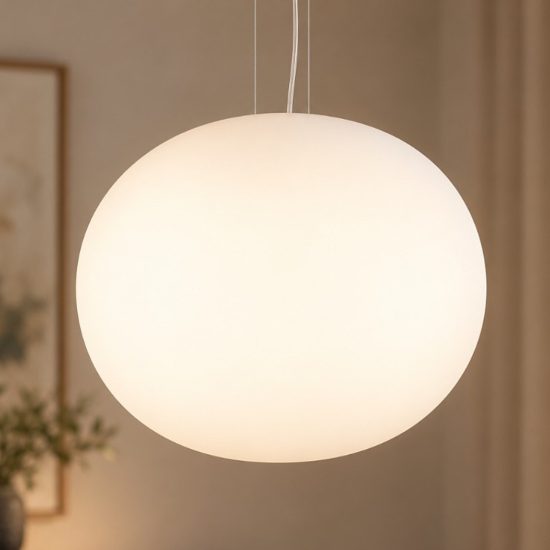 Ideal lux cotton lampada a sospensione con sfera in vetro e27 50cm per sala da pranzo moderna bianca