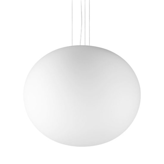 Ideal lux cotton lampada a sospensione con sfera in vetro e27 50cm per sala da pranzo moderna bianca