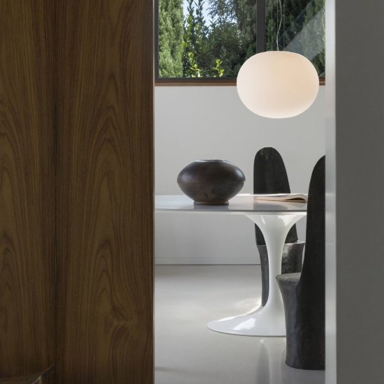 Ideal lux cotton lampada a sospensione con sfera in vetro e27 50cm per sala da pranzo moderna bianca