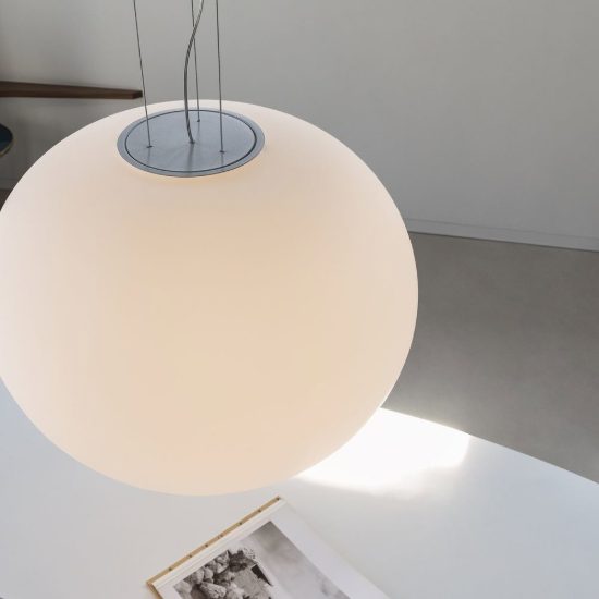 Ideal lux cotton lampada a sospensione con sfera in vetro e27 50cm per sala da pranzo moderna bianca