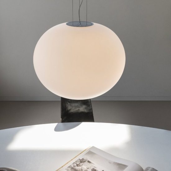 Ideal lux cotton lampada a sospensione con sfera in vetro e27 50cm per sala da pranzo moderna bianca