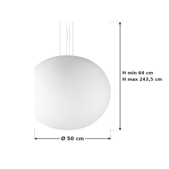 Ideal lux cotton lampada a sospensione con sfera in vetro e27 50cm per sala da pranzo moderna bianca