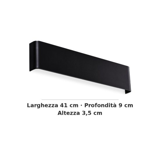 Ideal lux delta applique rettangolare led 14w 3000k 41cm per soggiorno moderna nera