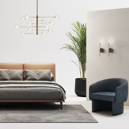 Ideal lux equinoxe lampadario a bracci con 12 sfere 128cm per camera da letto moderno ambra
