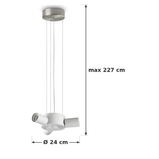 Ideal lux set up montatura per lampadario 3 luci e27 24cm bianca e nichel senza paralume