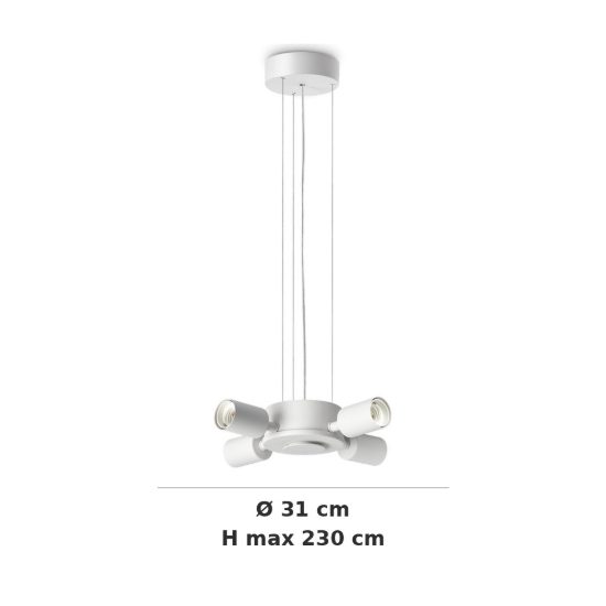 Ideal lux set up montatura per lampadario 4 luci e27 31cm bianca senza paralume