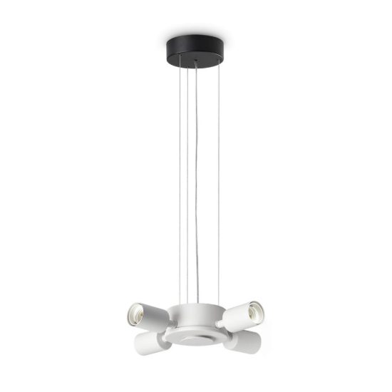 Ideal lux set up montatura per lampadario 4 luci e27 31cm bianca e nera senza paralume