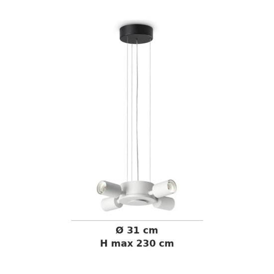 Ideal lux set up montatura per lampadario 4 luci e27 31cm bianca e nera senza paralume