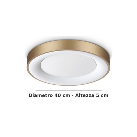 Ideal lux planet plafoniera tonda led 20w 3000k 40cm per cabina armadio contemporanea ottone