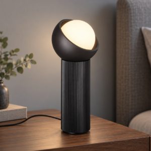 Ideal lux bloom abat-jour a sfera g9 27cm per comodino moderno nero