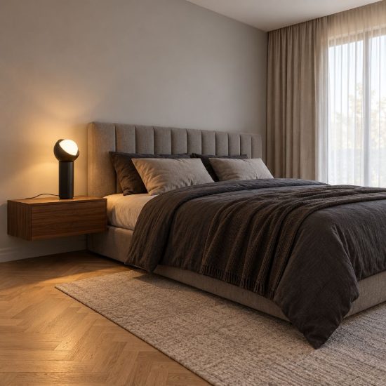 Ideal lux bloom abat-jour a sfera g9 27cm per comodino moderno nero