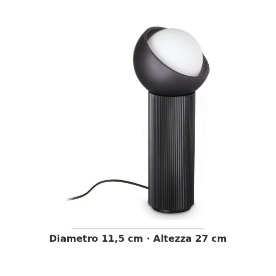 Ideal lux bloom abat-jour a sfera g9 27cm per comodino moderno nero