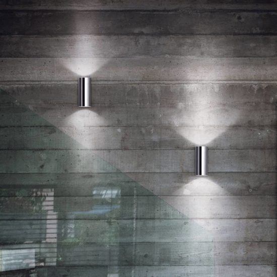 Ideal lux look applique cilindrica 2 luci gu10 30cm per soggiorno moderna cromata