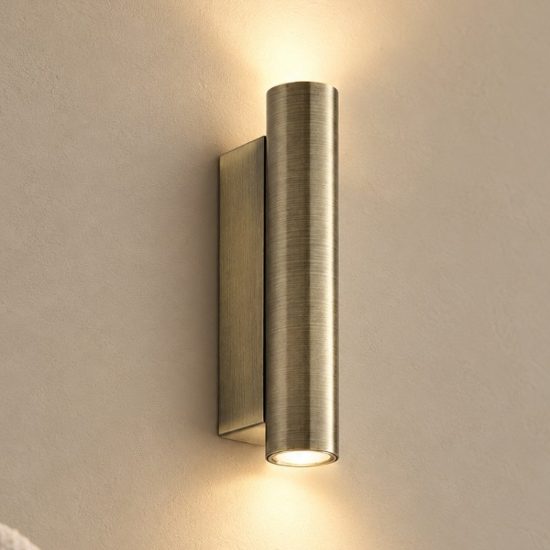 Ideal lux look applique cilindrica led 9w 3000k 30cm per soggiorno contemporanea ottone