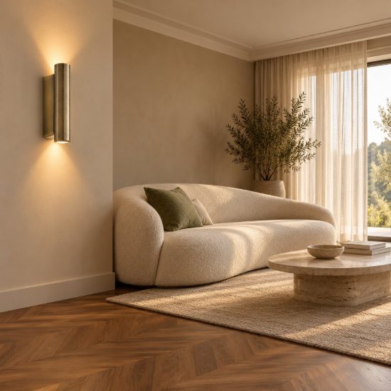 Ideal lux look applique cilindrica led 9w 3000k 30cm per soggiorno contemporanea ottone