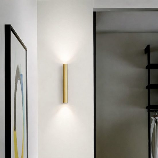 Ideal lux look applique cilindrica led 9w 3000k 30cm per soggiorno contemporanea ottone