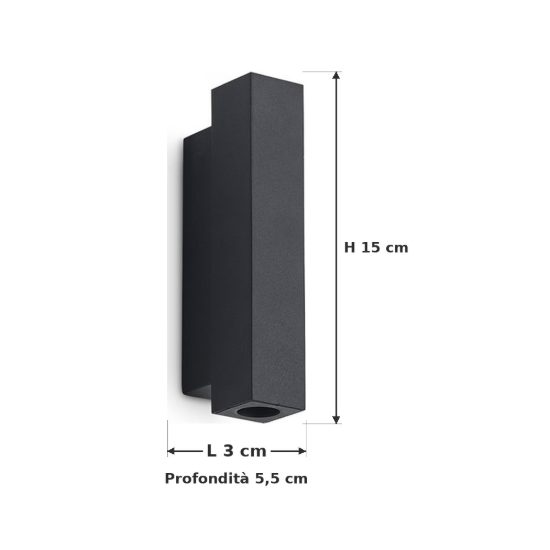 Ideal lux look applique rettangolare led 9w 3000k 15cm per soggiorno moderna nera