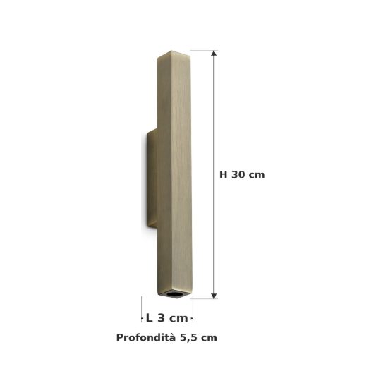Ideal lux look applique rettangolare led 9w 3000k 30cm per soggiorno contemporanea ottone