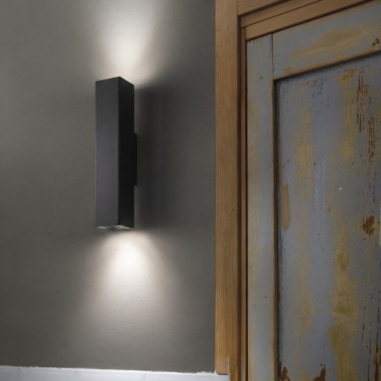 Ideal lux look applique rettangolare 2 luci gu10 15cm per soggiorno moderna nera